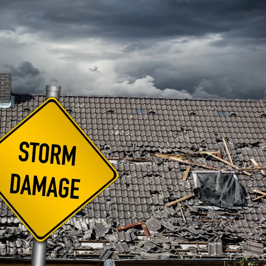 Storm damage restoration Orlando — damaged shingles roof inspection